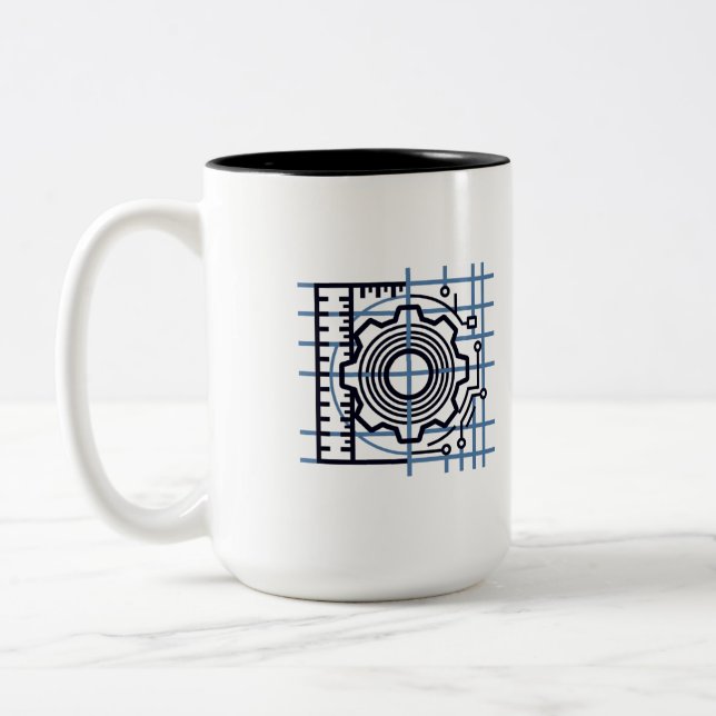 Stress → Strain → Coffee | Mechanical Engineer Mug Två-Tonad Mugg (Vänster)