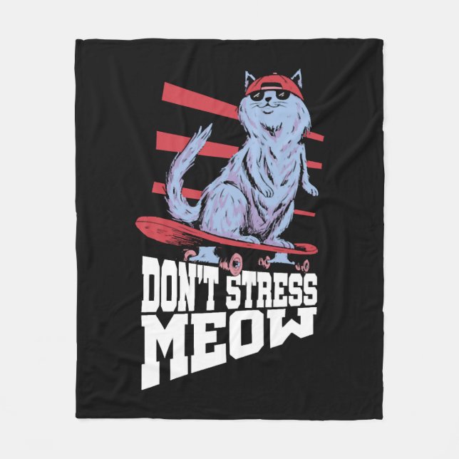 Stressa inte Meow Stressa medvetandemånad Fleecefilt (Framsidan)