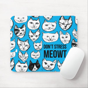 Stressa inte MEOWT Cat Head Mönster Blue Musmatta