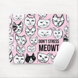 Stressa inte MEOWT Cat Head Mönster Rosa Musmatta