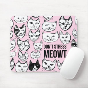 Stressa inte MEOWT Cat Head Mönster Rosa Musmatta