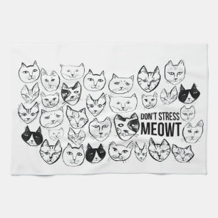 Stressa inte Meowt det roliga kattmönster Kökshandduk