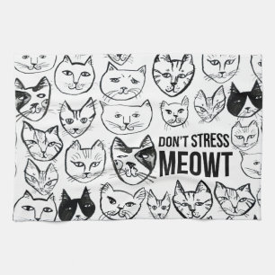 Stressa inte Meowt det roliga kattmönster Kökshandduk
