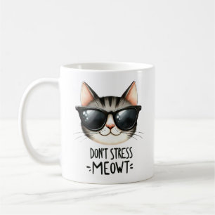 Stressa inte Meowt, Funny Cat Pun Coffee Mugg