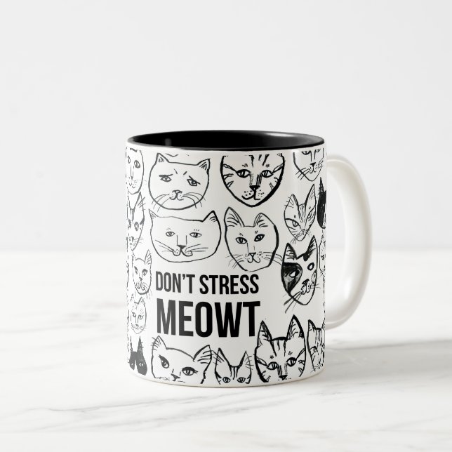 Stressa inte Meowt Funny Cat Två-Tonad Mugg (Framsida höger)