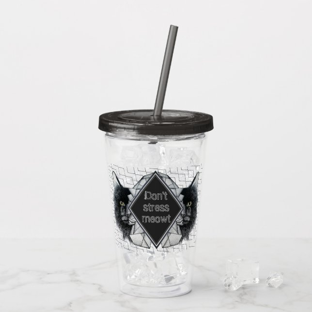 Stressa inte meowt Geometric Cat Take Away Mugg (Baksida Ice)