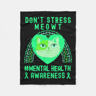 Stressa inte Meowt Mental Health Awareness Rainbow Fleecefilt