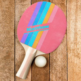 Stressad 80-tals Neon Soluppgång Randig med Namn Pingisracket