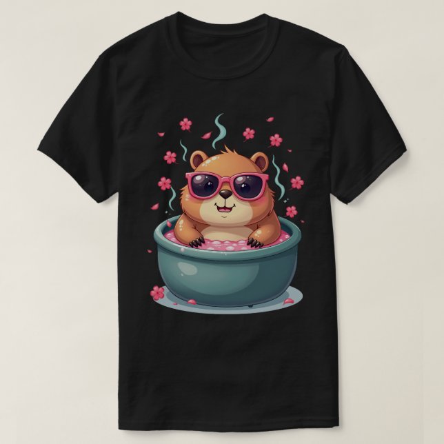 Stressad Arbetare Avslappning Capybara Bastu Körsb T Shirt (Design framsida)