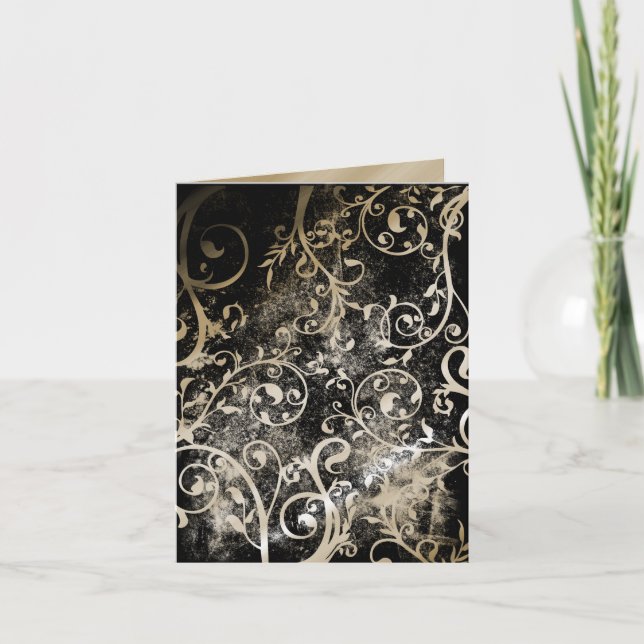 Stressad Damask Gothic Grunge Bröllops-RSVP Inbjudan (Framsida)