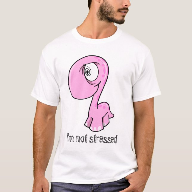 Stressad DinosaurT-tröja för galna rosor T-shirt (Framsida)