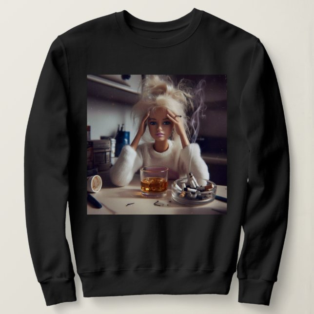 Stressad Docka Meme Rökande & Drickande | Gen Z   T Shirt (Design framsida)