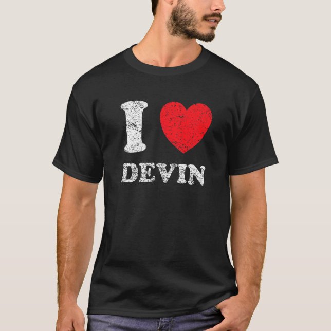 Stressad Grunge Sliten Stil Jag älskar Devin T Shirt (Framsida)