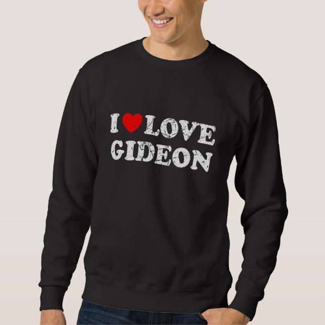 Stressad Grunge Sliten Stil Jag älskar Gideon Lång Ärmad Tröja (Framsida)