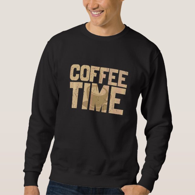 Stressad Kaffe Tid Mugg Kaffe Koffeinberoende Lång Ärmad Tröja (Framsida)