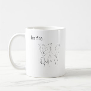 Stressad Katt, Konstig Illustrerad Kattmugg Kaffemugg