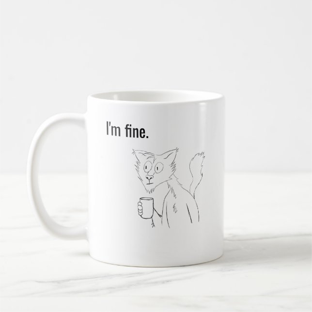Stressad Katt, Konstig Illustrerad Kattmugg Kaffemugg (Vänster)