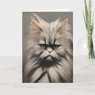 Stressad Kattvit Grå Behöver Kaffe Nu Kort