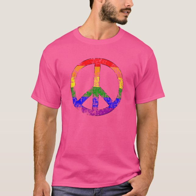 Stressad regnbågsfred t-shirt (Framsida)