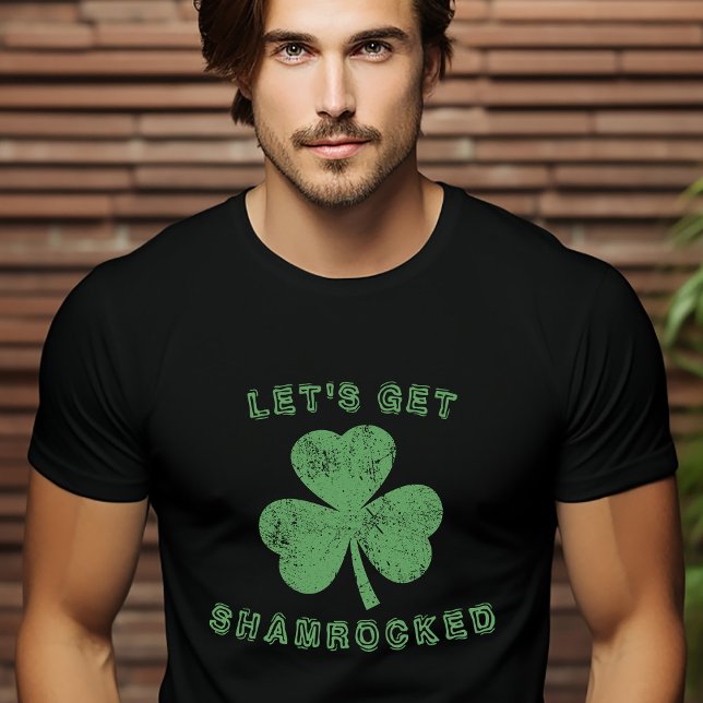 Stressad Shamrockad St. Patricks Dag T Shirt (Distressed Let's Get Shamrocked St Patrick's Day T-Shirt)