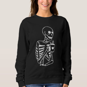 Stressad skelett vintage leende dödskalle dricker t shirt
