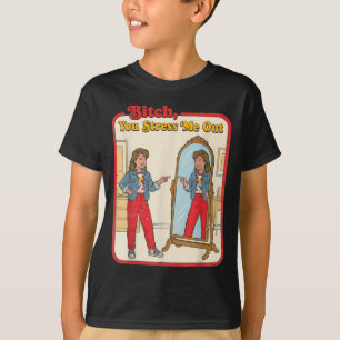 Stressar Ut Roligt Sarksatisk Kvinna Spegel Retro T Shirt