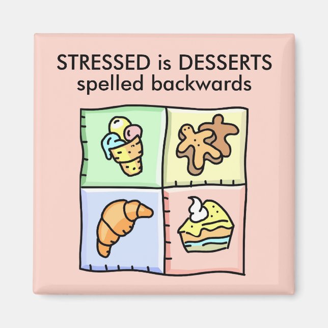 STRESSAT är DESSERTS spaltade bakåt Magnet (Framsidan)