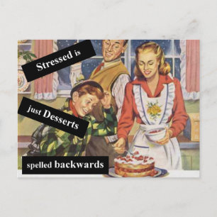 Stressat är Desserts Spaltade bakåt Vykort