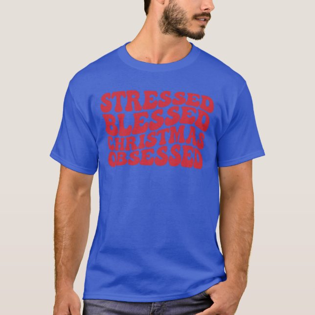 Stressat, bläck julafton t shirt (Framsida)
