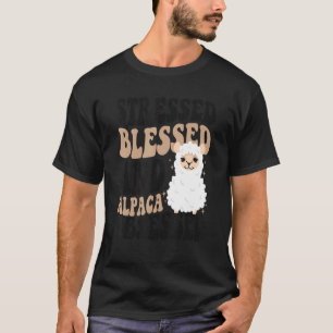 Stressat bläck- och Alpaca-besatta Huacaya Lama T Shirt