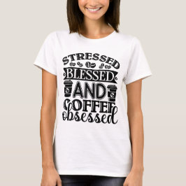 Stressat bläck- och kaffebelagd T-Shirt