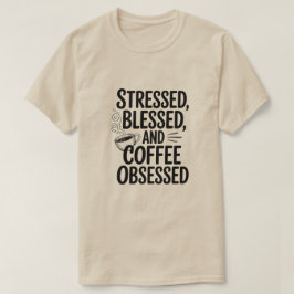 Stressat, bläddrad kaffe som har belönats med en p t shirt