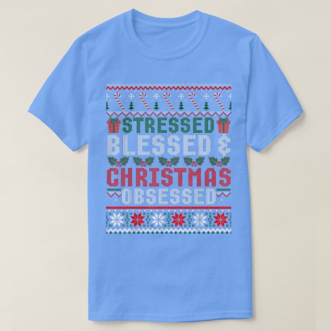 Stressat blankt jul, besatt Ugly Julafton Swea T Shirt (Design framsida)