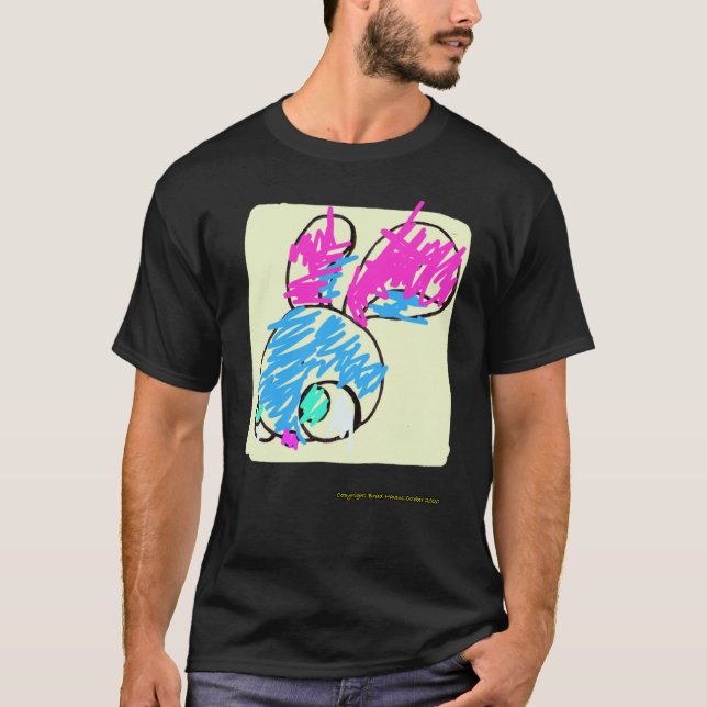 Stressat Bunny på en svart T Shirt (Framsida)