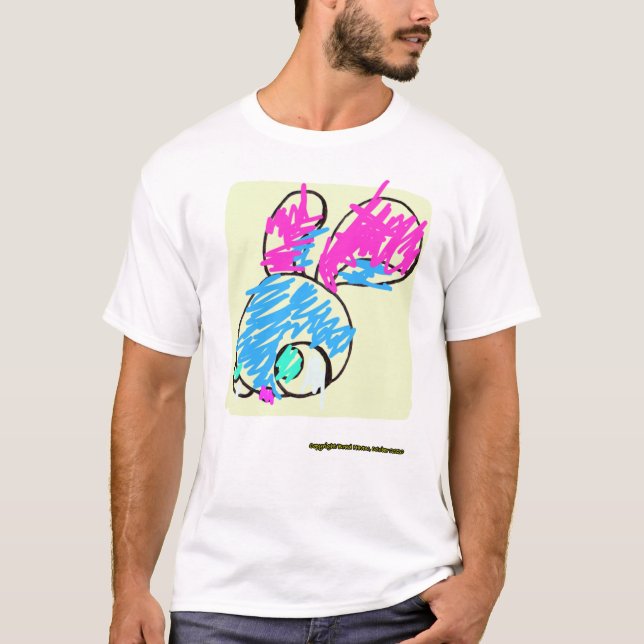 Stressat Bunny på en vit T Shirt (Framsida)