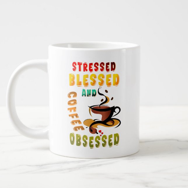 Stressat, färgade och kaffebehandlade jumbo mugg (Vänster)