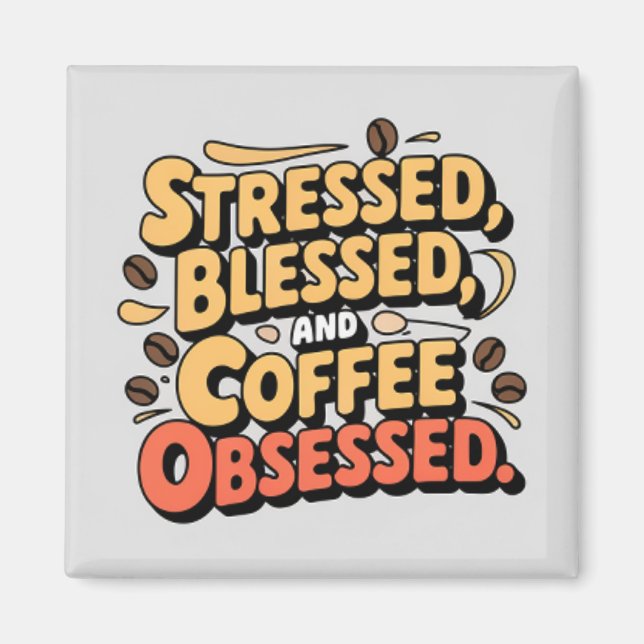 Stressat, färgade och kaffebesatta Mugg 11oz. Magnet (Framsidan)