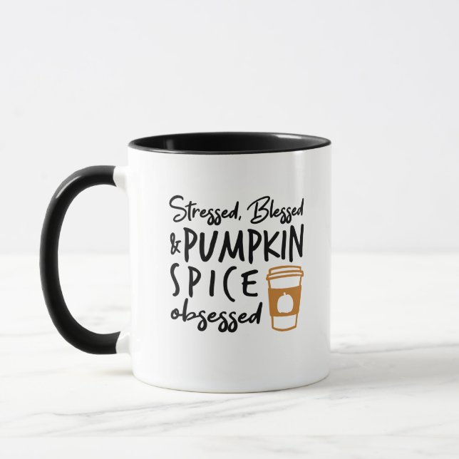 Stressat, färgade, Pumpkin Spice Obssed Mugg (Vänster)