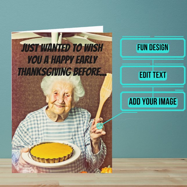Stressat Granny Funny Thanksgiving Kort (Share your gratitude this year with a Thanksgiving greeting card using a fun and funny design.)