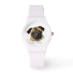 Stressat? Hug a Pug Cute Pet Hund Quote Armbandsur