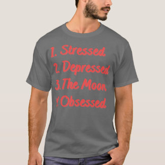 Stressat nedtryckt Måne T Shirt