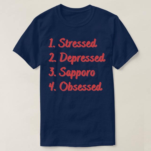 Stressat nedtryckt Sapporo-objekt T Shirt (Design framsida)