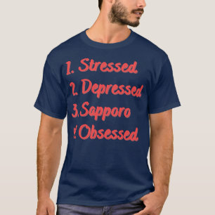 Stressat nedtryckt Sapporo-objekt T Shirt
