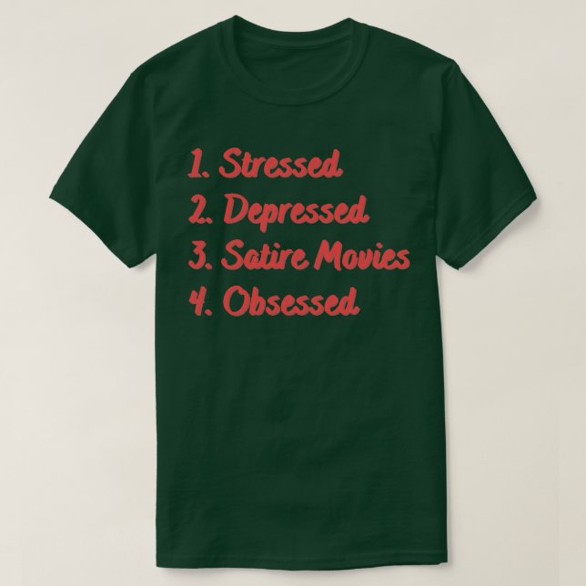 Stressat nedtryckt satir belagd t shirt (Design framsida)