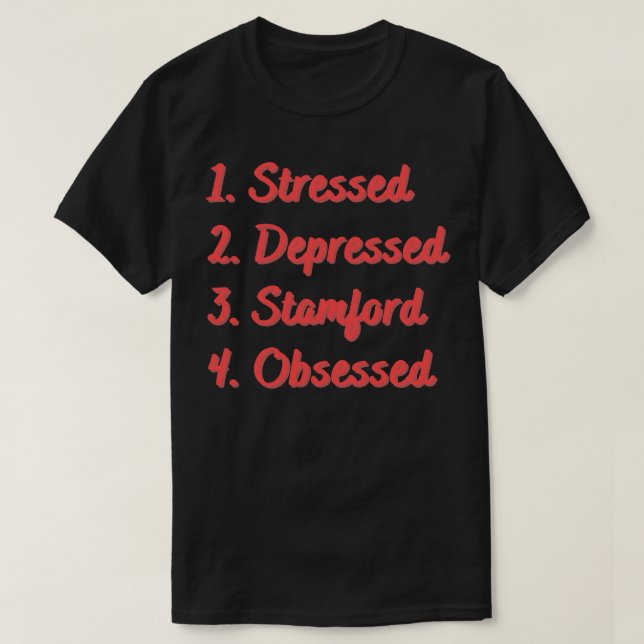 Stressat nedtryckt stamford-besatt t shirt (Design framsida)
