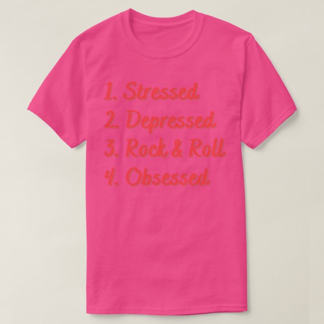 Stressat nedtryckt Sten-roll belagd T Shirt (Design framsida)