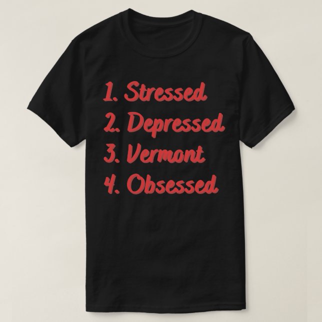 Stressat nedtryckt vermont-objekt t shirt (Design framsida)