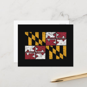 Stressat vykort Maryland Statlig flagga