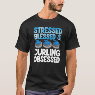 Stressed Blessed & Curling Män Världens Bästa Cu T Shirt