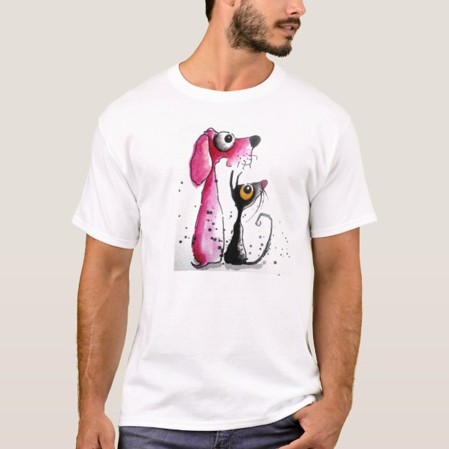 Stressie Ca och den rosa hunden Tee Shirt (Framsida)